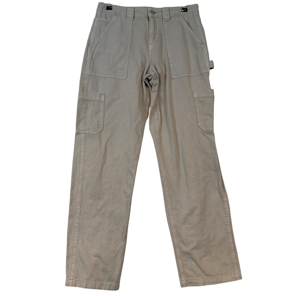Garage Womens Tan Khaki Cotton Straight Leg Carpenter Cargo Pants Size 1 Y2K